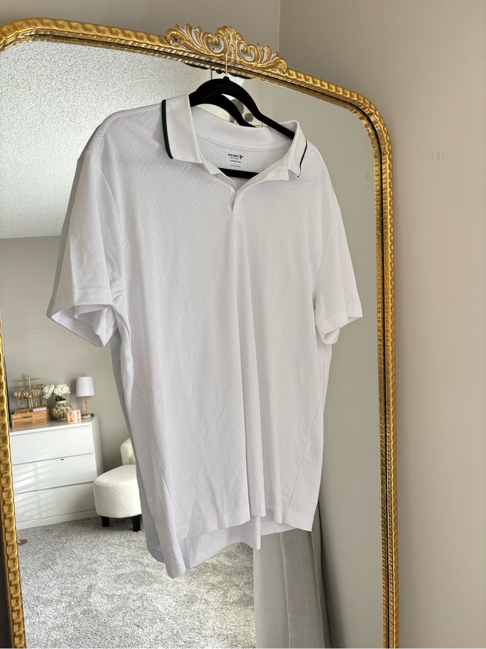 Old Navy White Polo with Navy-Trim Collar